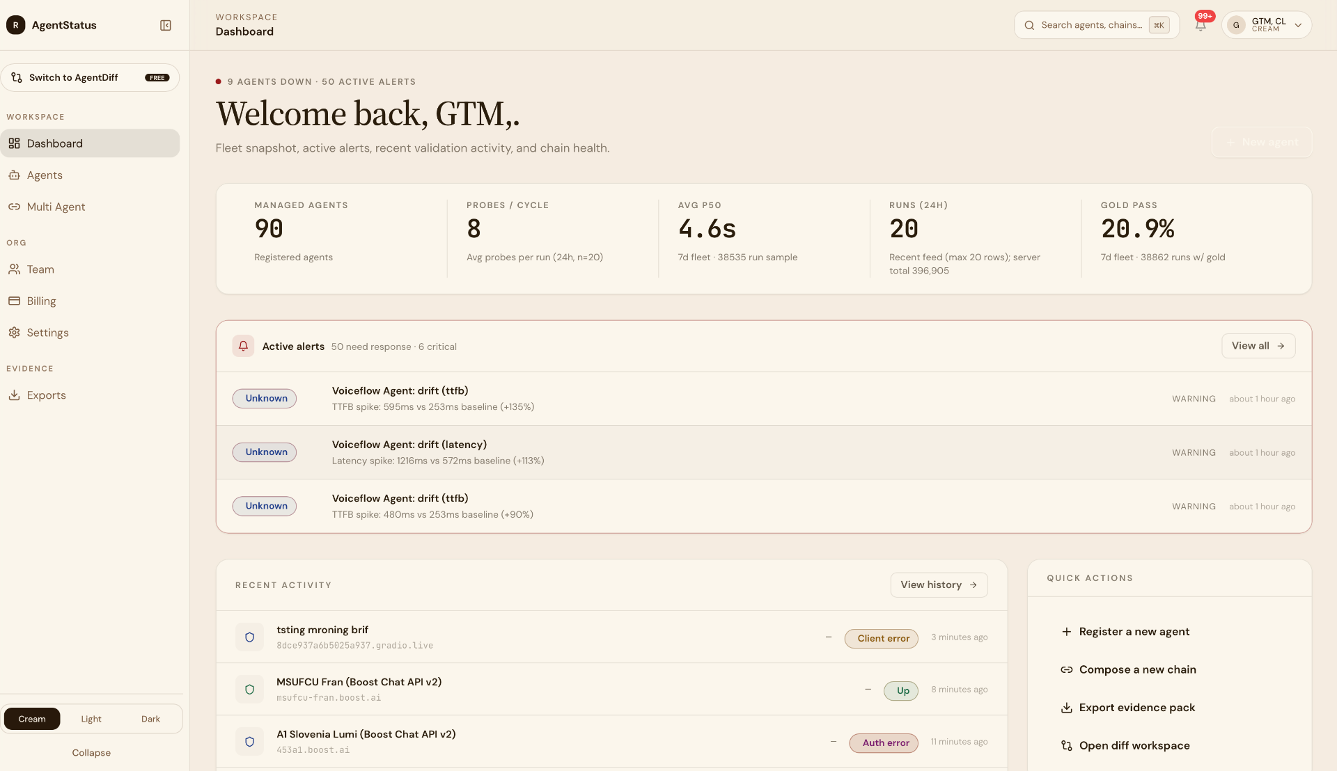 Residential nodes worldwide validating an AI agent in real time